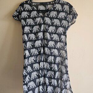 J Crew Womens XXS Sheer cover up with elephant batik pattern